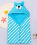 Babyhug Cotton Knit Hooded Wrapper with Tiger Print L 76 x B 76 cm -