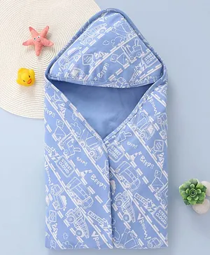 Babyhug Terry Knit Hooded Towel with Bird Embroidery & Polka Dot Print