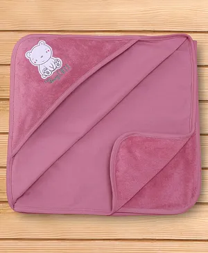 Moms Home Baby Hooded Bath Towel - Pink - 0-2 Years - 80x80 Cms
