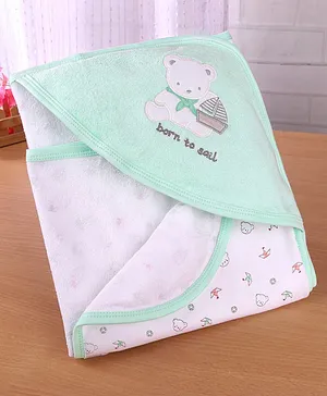 Babyhug Terry Knit Wrapper With Polka Dots Print & Hood L 76 X B