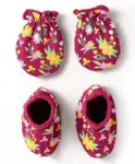 Ben Benny Interlock Knit Heart & Floral Printed Mittens Pack of 4...