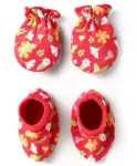 Ben Benny Booties Set Printed & Solid Pack Of 2 - White Red