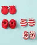 Ben Benny Interlock Knit Mittens and Booties Stripes & Solid Pack of 2...