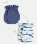Babyhug 100% Cotton Mittens & Booties Set Floral Print - Blue