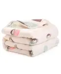 Babyhug Premium Sheep Print Coral Blanket- Off White