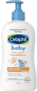 Cetaphil Baby Daily Moisturizing Lotion 400ml with Organic Calendula for Face & Body, Moisturizer for Kids