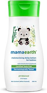 Mamaearth Moisturizing Daily Lotion For Babies - 200ml | Infused with Cocoa Butter, Shea Butter & Jojoba Oil | Helps to Relieve Dryness & Provides Deep Skin Nourishment