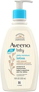 Aveeno Baby Daily Moisturizing Body Lotion | 24 Hour Protection for Sensitive Skin | Active Natural Oats Formula |Paraben Free, Fragrance Free | US Pediatrician Recommended, 532ml