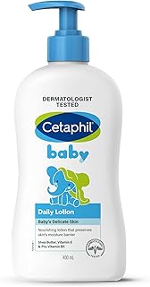 Cetaphil Baby Daily Lotion, Suitable for baby’s delicate skin, Shea Butter and Vit E, Dermatologist Tested and Pediatrician Recommended, 400 ml