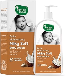 Mother Sparsh Milky Soft Baby Lotion - 400ml |With Milk Protein, Coconut Oil & Shea Butter | For 24Hrs Moisturization