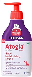 Atogla Baby Lotion 400ml from Tedibar Family with goodness of ceramides and oat lipids | No. 1* Pediatrician prescribed Moisturising Lotion- By Torrent Pharma
