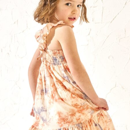 April Orange Pastel Tie Dye Dress