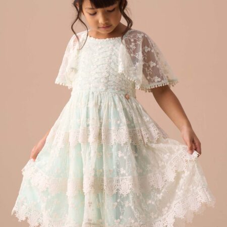 Anabelle Mint Lace Tiered Dress