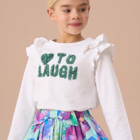 Bria White Long Sleeve Frill Shoulder Top