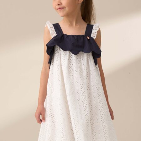 Arielle White Broderie Panel Dress