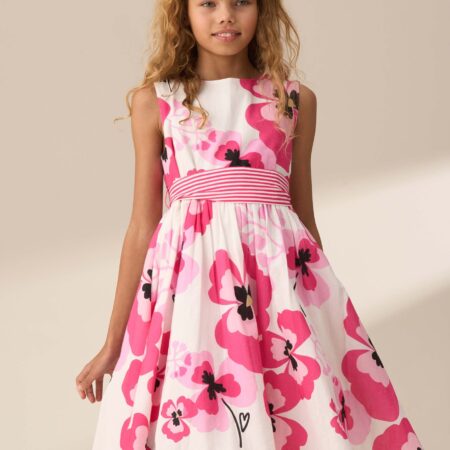 Bella Pink Pansy Print Dress
