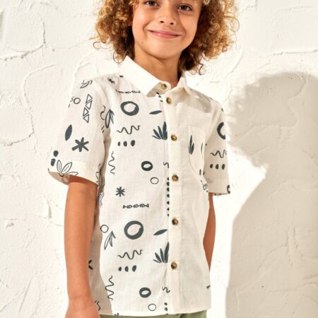 Connor Cream Textured Holiday Shirt