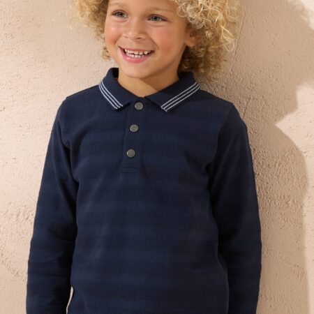 Caleb Blue Textured Stripe Polo