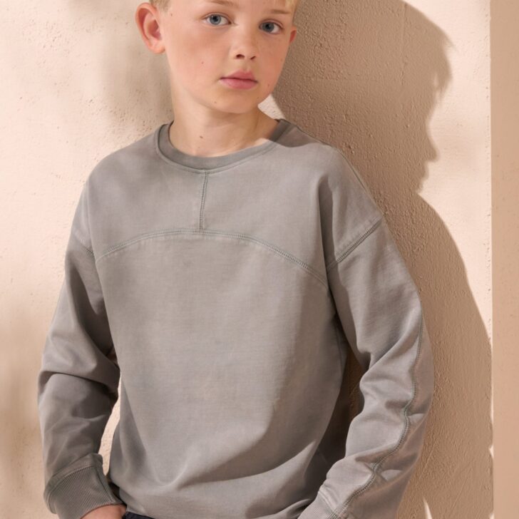 Evan Taupe Long Sleeve Washed Graphic Tee