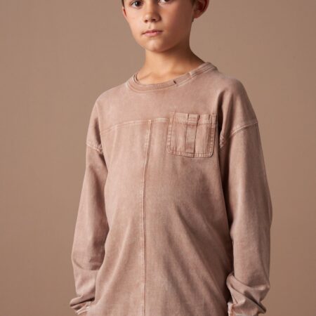 Evan Taupe Long Sleeve Washed Tee