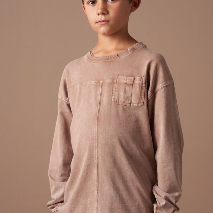 Evan Taupe Long Sleeve Washed Tee