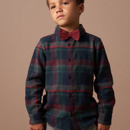 Joseph Red Brushed Check Shirt With Bow Tie